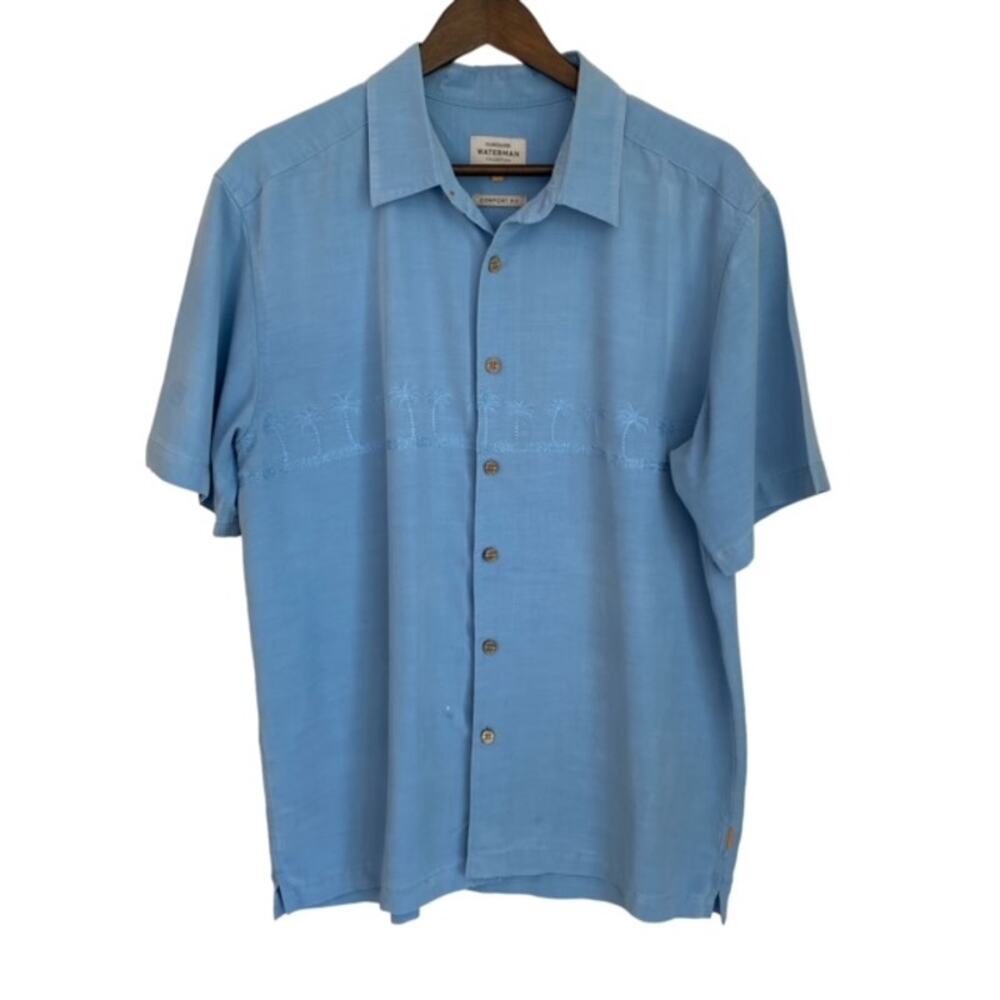 Quiksilver Blue Short-Sleeve Camp Collar Button-Down Shirt